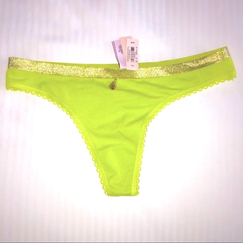 Victorias Secret Thong Panty Lace Trim Embellished